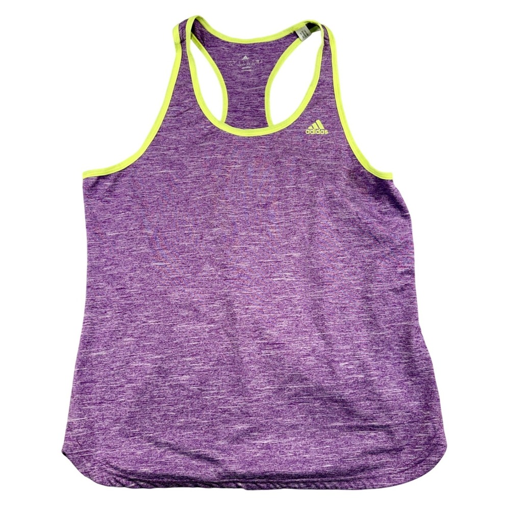 Adidas Climalite Womens Large Purple Space Dye Racerback Tank Top Neon Trim